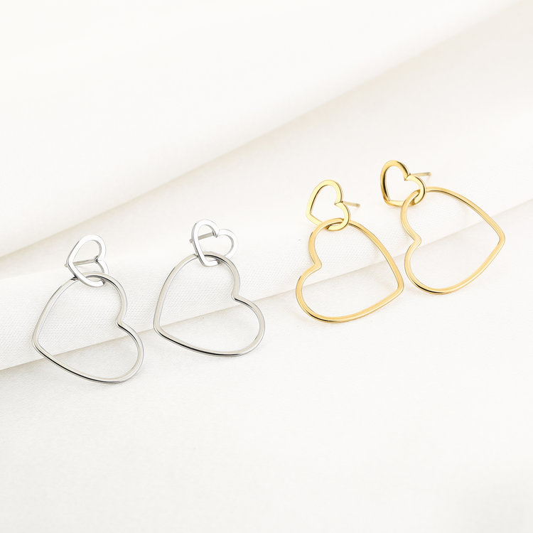 Silver Small Heart Link Earrings