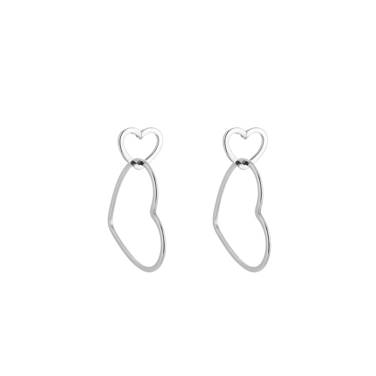 Silver Small Heart Link Earrings