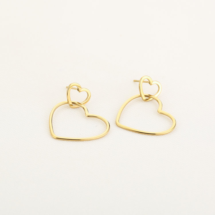 Gold Small Heart Link Earrings