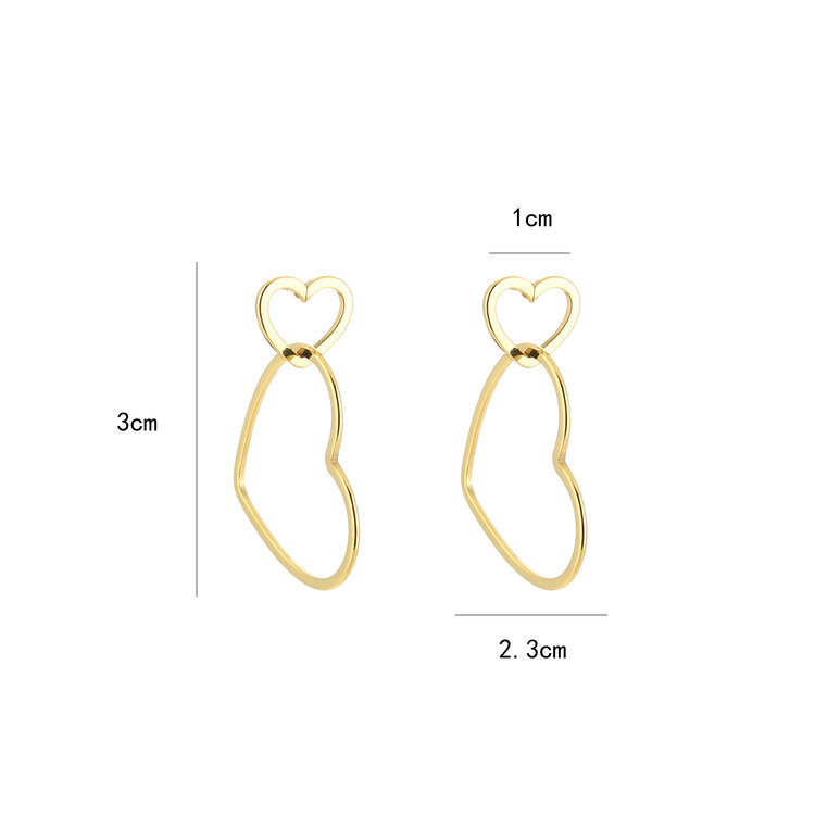 Gold Small Heart Link Earrings