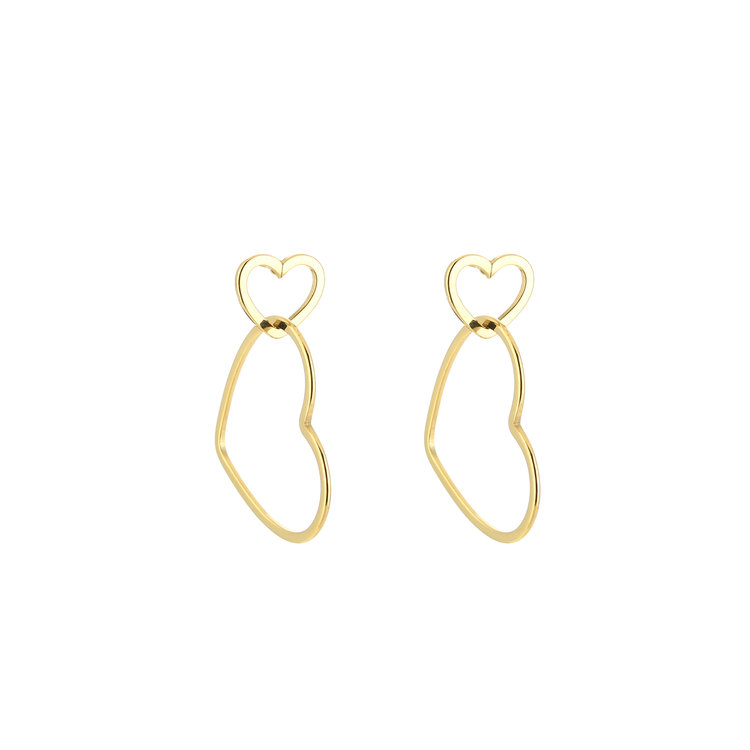 Gold Small Heart Link Earrings