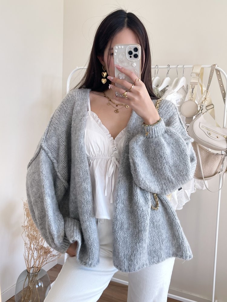 Amber Knit Cardigan / Grey