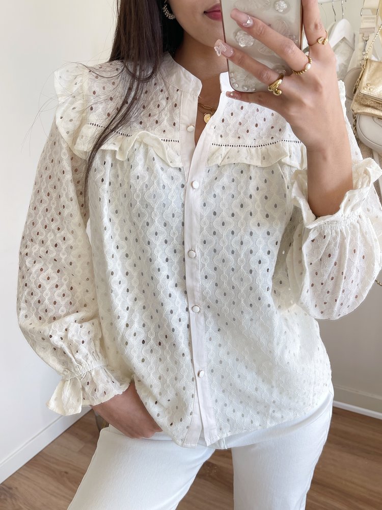 Solenne Embroidered Blouse / Cream