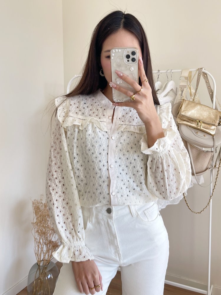 Solenne Embroidered Blouse / Cream