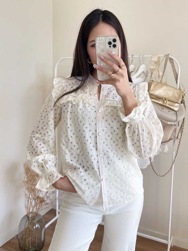 Solenne Embroidered Blouse / Cream