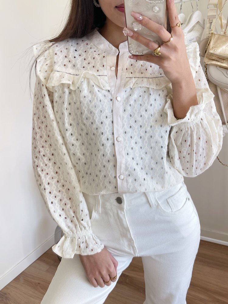 Solenne Embroidered Blouse / Cream
