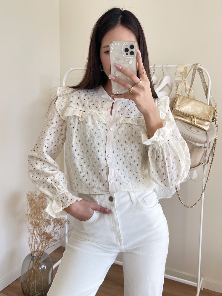 Solenne Embroidered Blouse / Cream