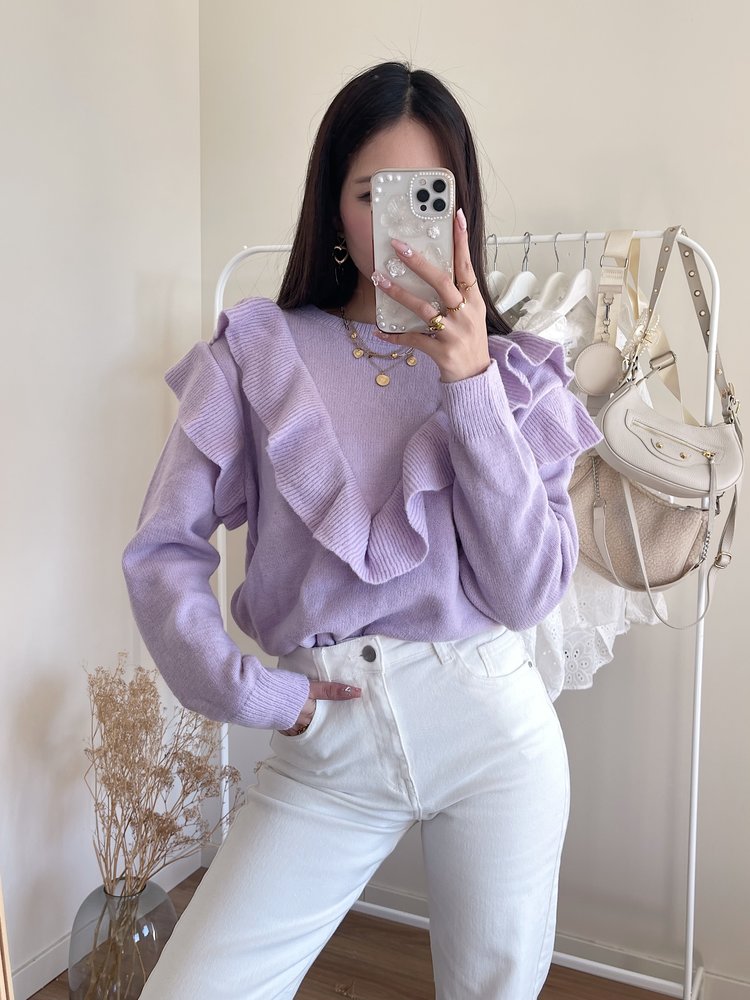 Sophia Ruffle Sweater / Lilac