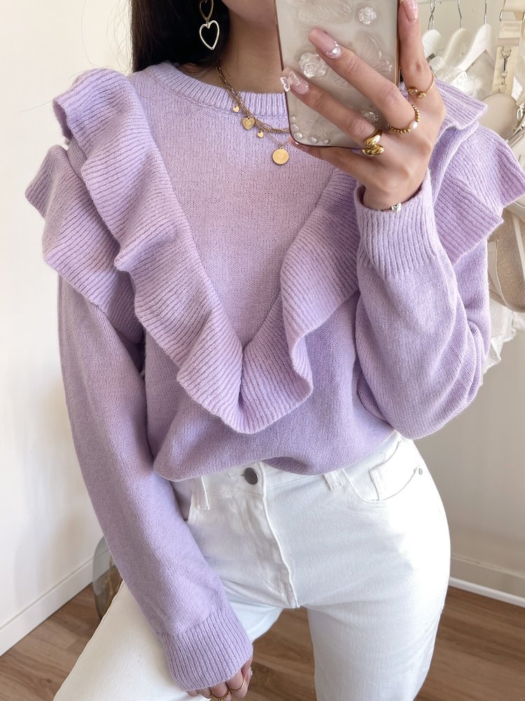 Sophia Ruffle Sweater / Lilac