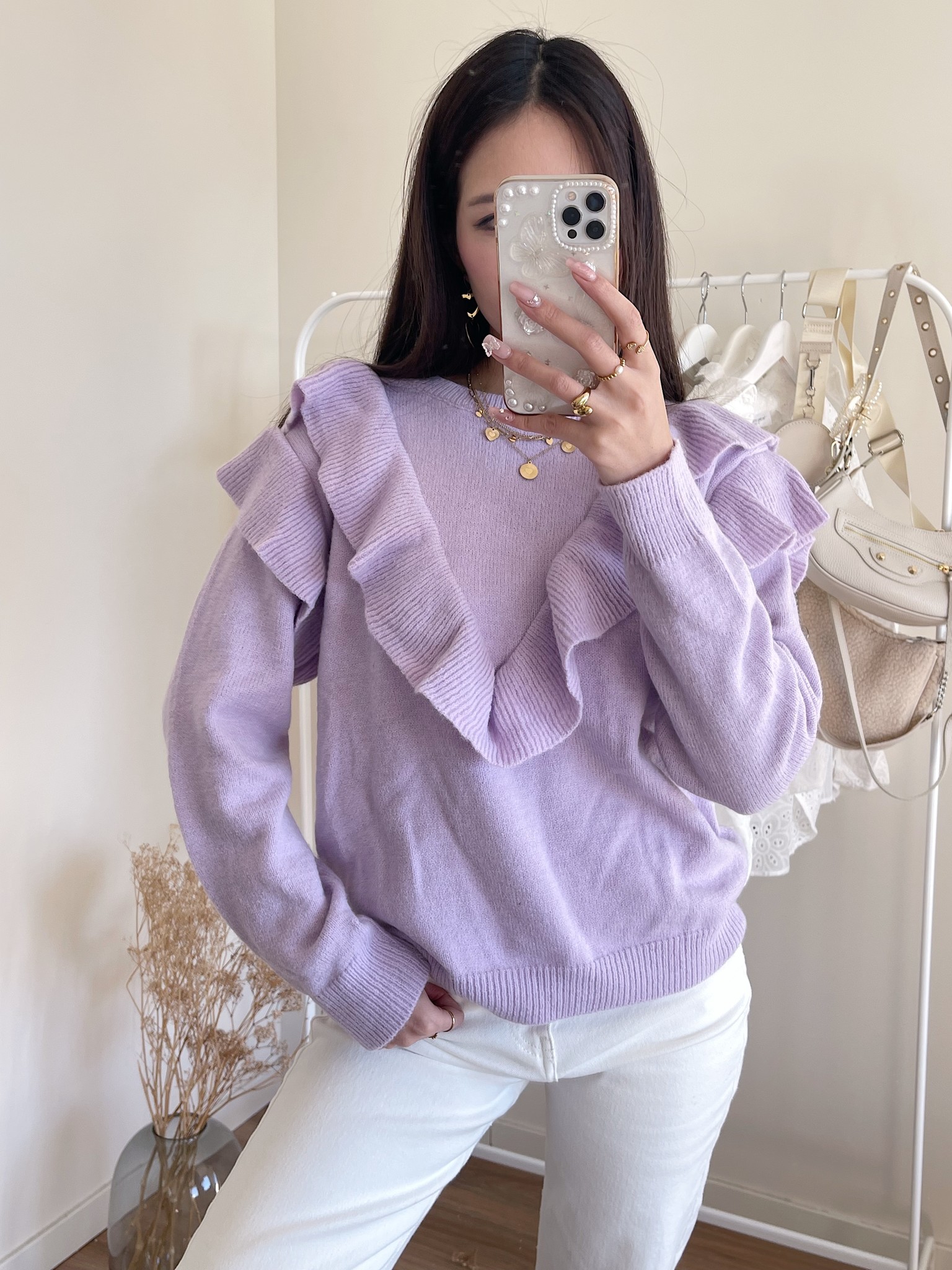 Sophia Ruffle Sweater Lilac