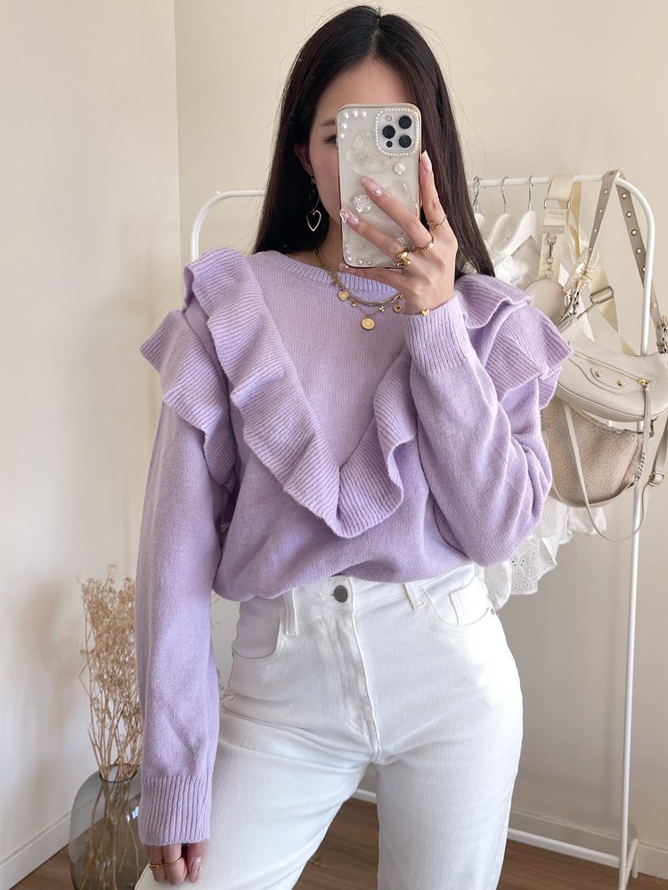 Sophia Ruffle Sweater / Lilac