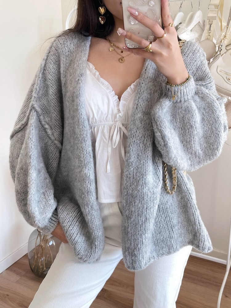 Amber Knit Cardigan / Grey