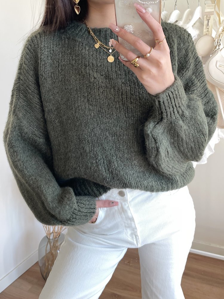 Caro Oversized Knit Sweater / Army Green