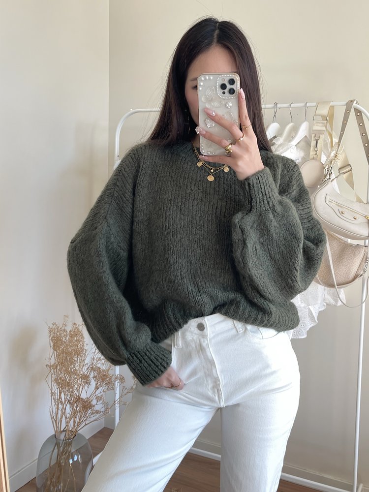 Caro Oversized Knit Sweater / Army Green