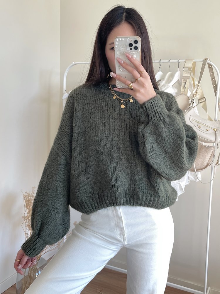 Caro Oversized Knit Sweater / Army Green