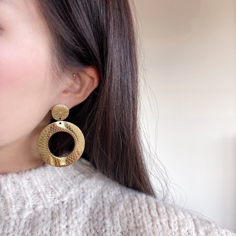 Gold Embossed Statement Earrings