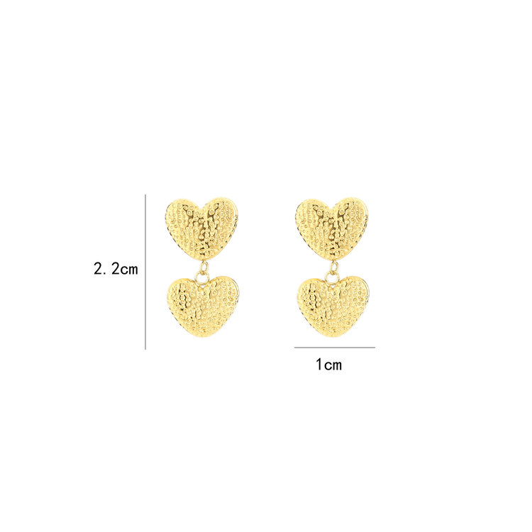 Gold Double Heart Speckle Earrings