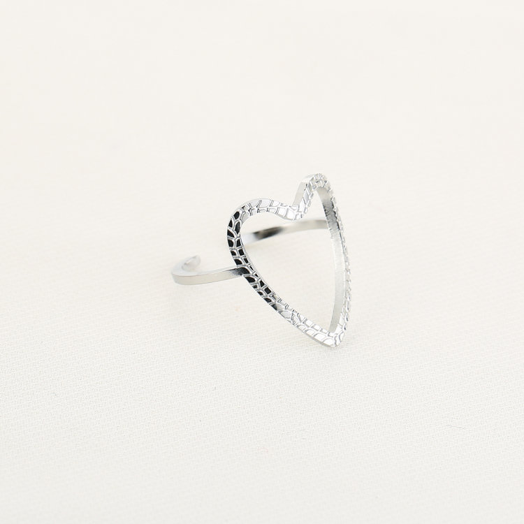 Silver Heart Motif Ring