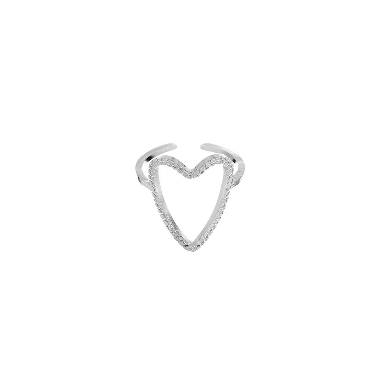 Silver Heart Motif Ring