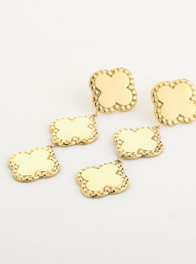 Gold Vintage Triple Clover Earrings