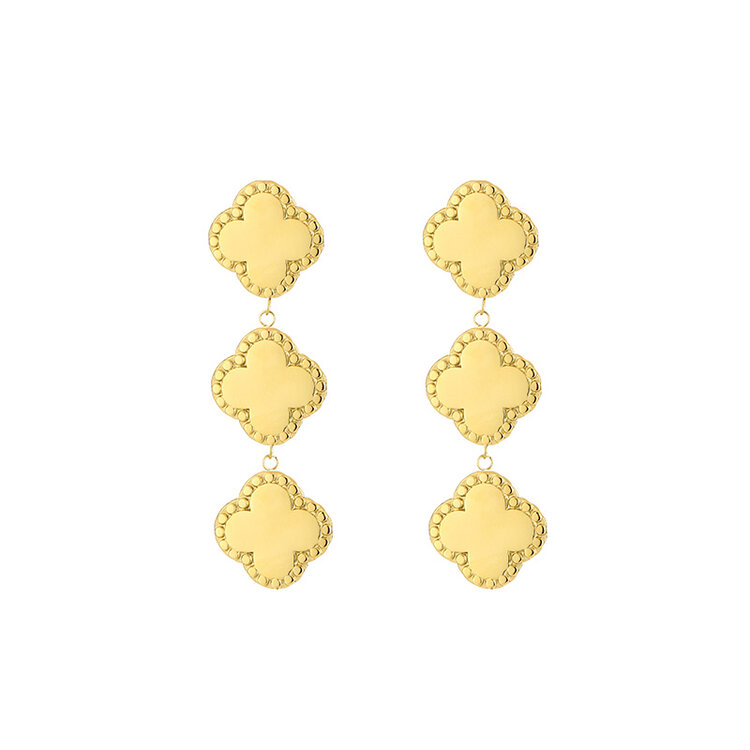 Gold Vintage Triple Clover Earrings