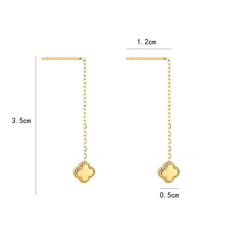 Gold Dainty Clover Dangle Earrings