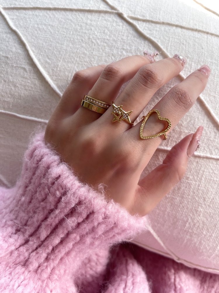 Silver Heart Motif Ring