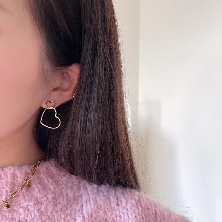 Silver Small Heart Link Earrings