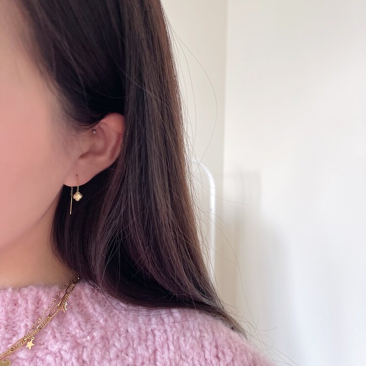 Silver Dainty Clover Dangle Earrings