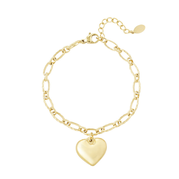 Gold Heart Pendant Bracelet