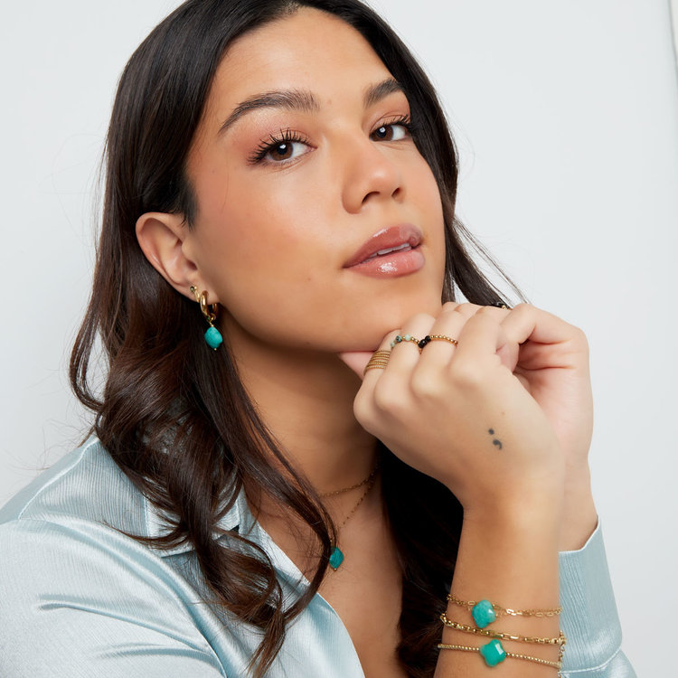 Gold Crystal Clover Earrings / Rose Quartz