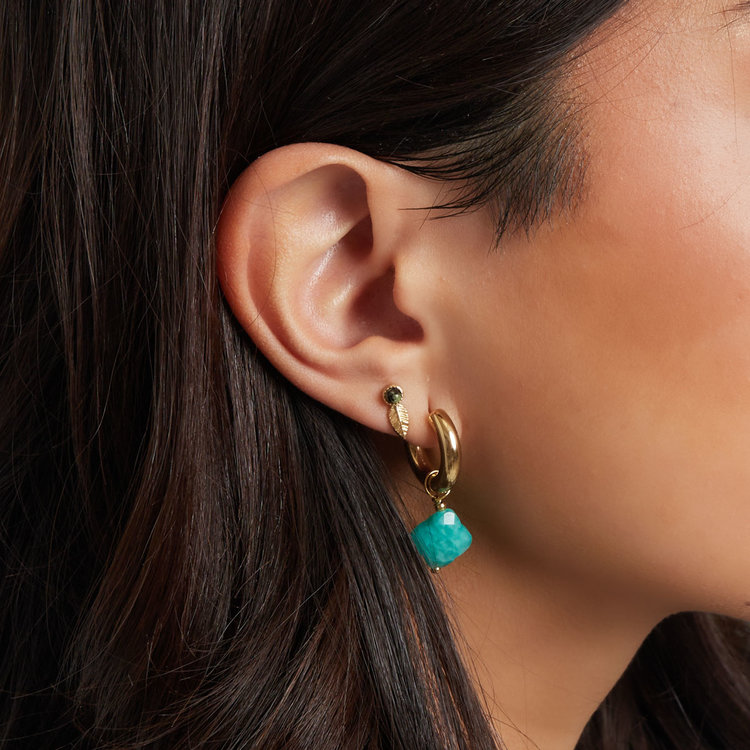 Gold Crystal Clover Earrings / Rose Quartz