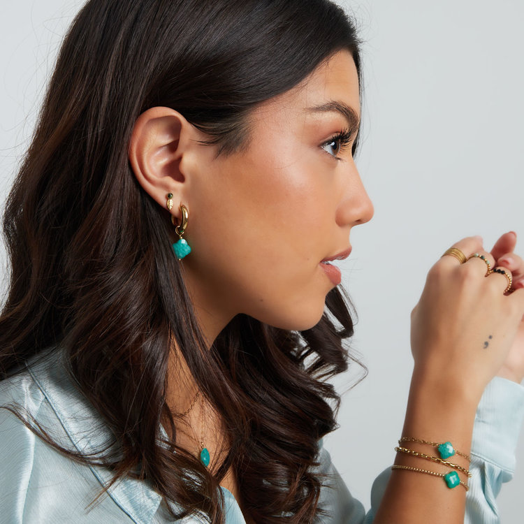 Gold Crystal Clover Earrings / Rose Quartz
