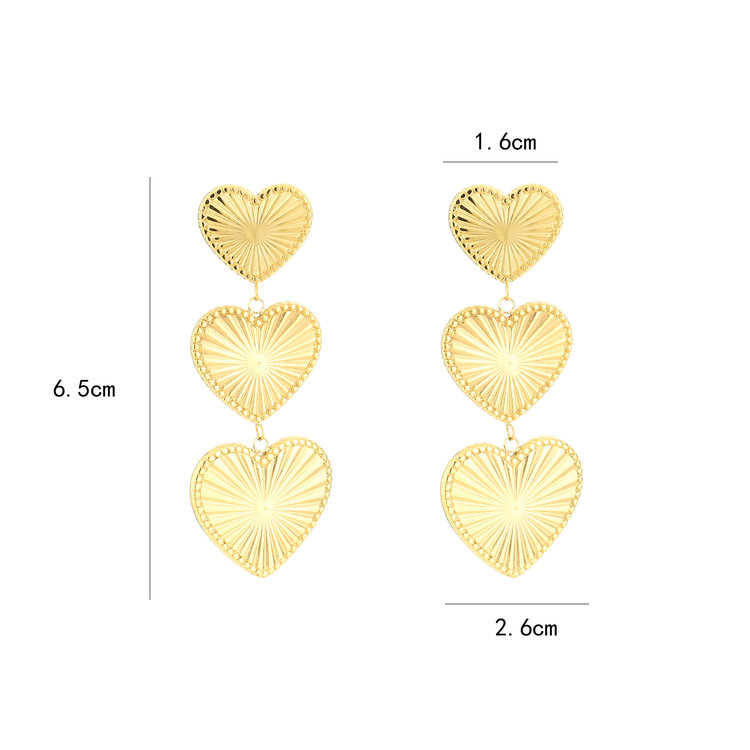 Gold Dashing Textured Heart Earrings