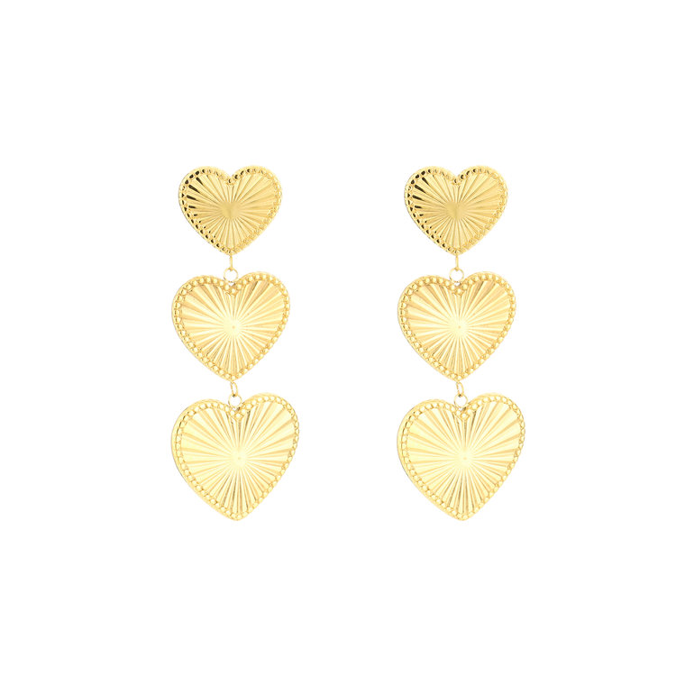 Gold Dashing Textured Heart Earrings