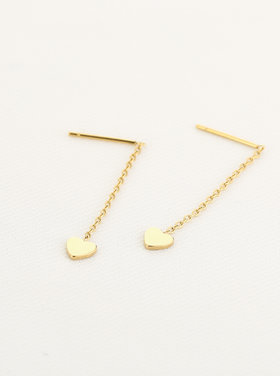 Gold Dainty Heart Dangle Earrings