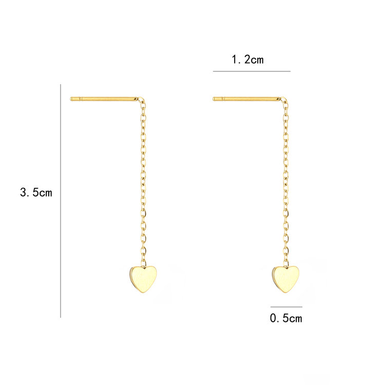 Gold Dainty Heart Dangle Earrings