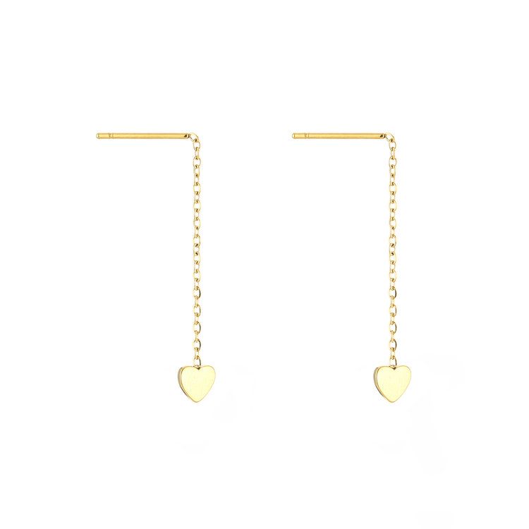 Gold Dainty Heart Dangle Earrings