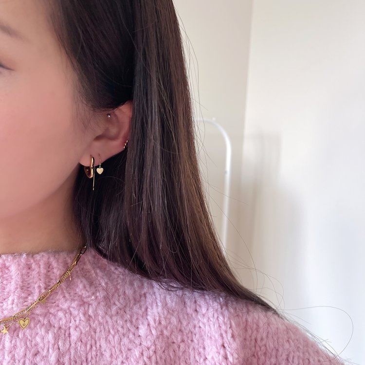 Gold Dainty Heart Dangle Earrings