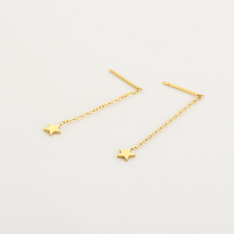 Gold Dainty Star Dangle Earrings