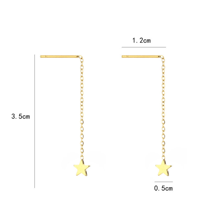 Gold Dainty Star Dangle Earrings