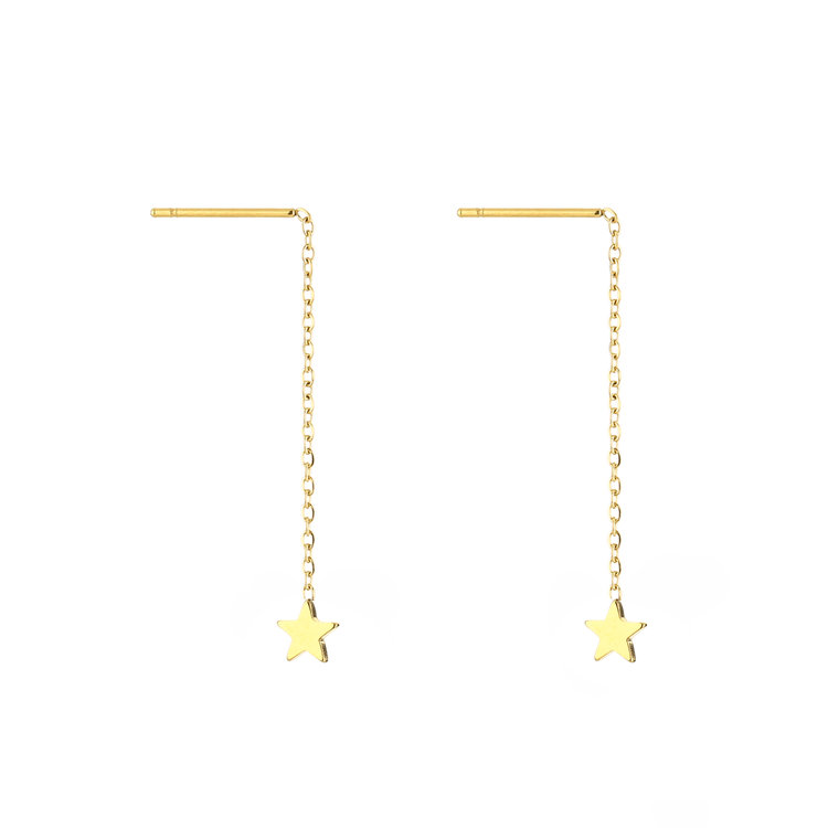 Gold Dainty Star Dangle Earrings