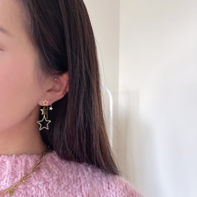 Gold Dainty Star Dangle Earrings