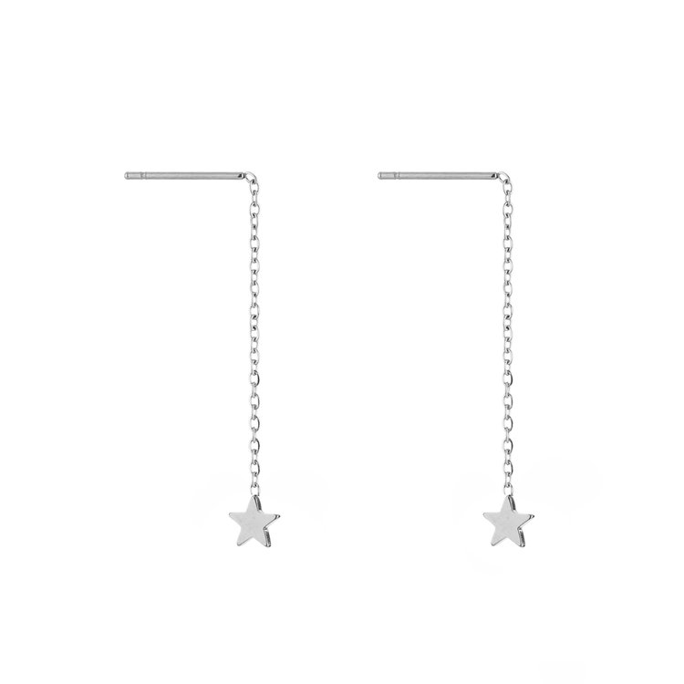 Silver Dainty Star Dangle Earrings