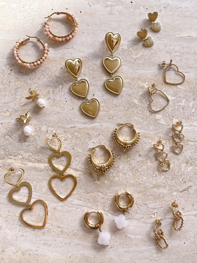Gold Small Heart Link Earrings