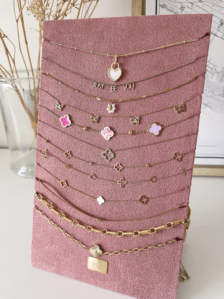 Gold Double Sided Heart Necklace / Black & White