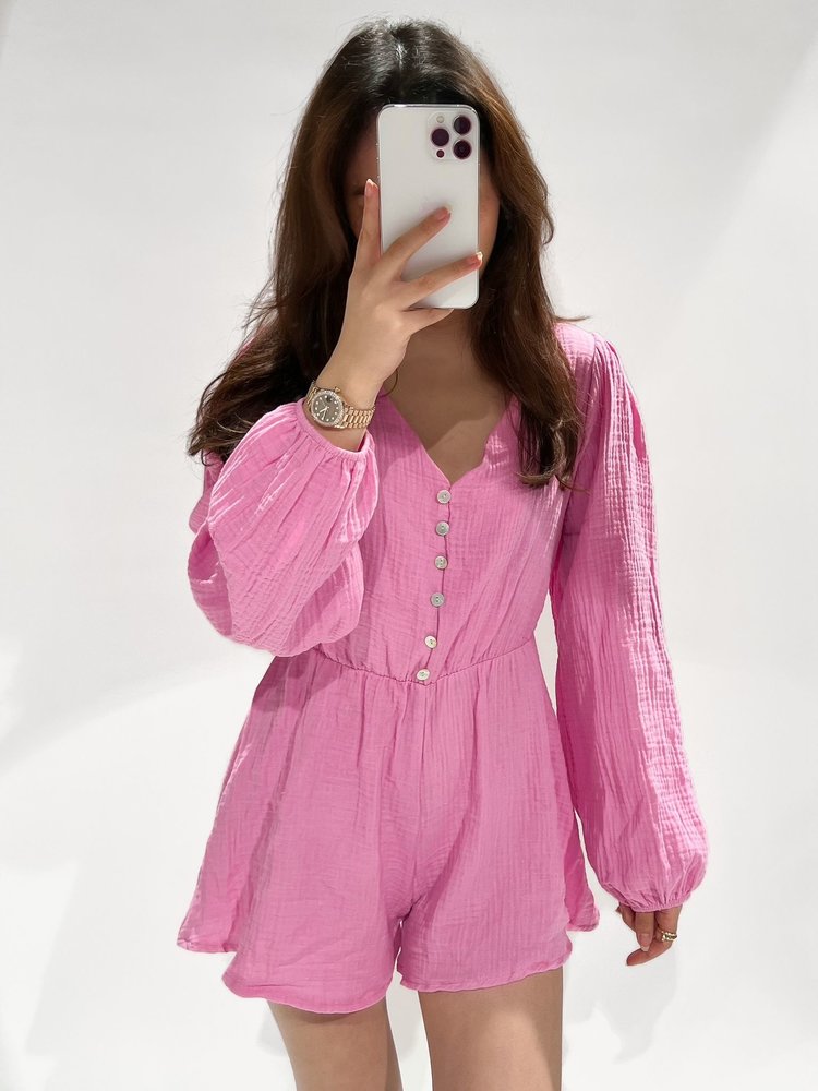 Lottie Cotton Playsuit / Pink