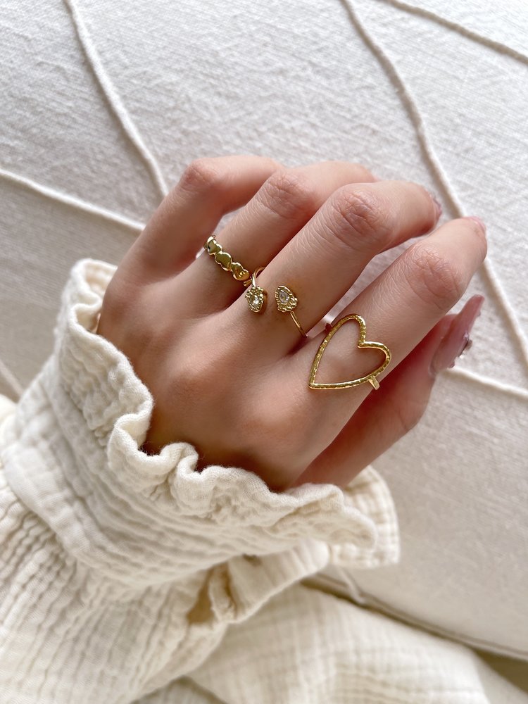 Gold Gemstone Wrap Ring / White