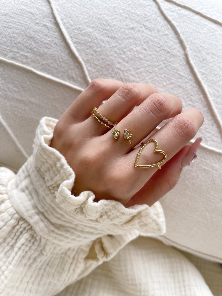 Gold Gemstone Wrap Ring / White