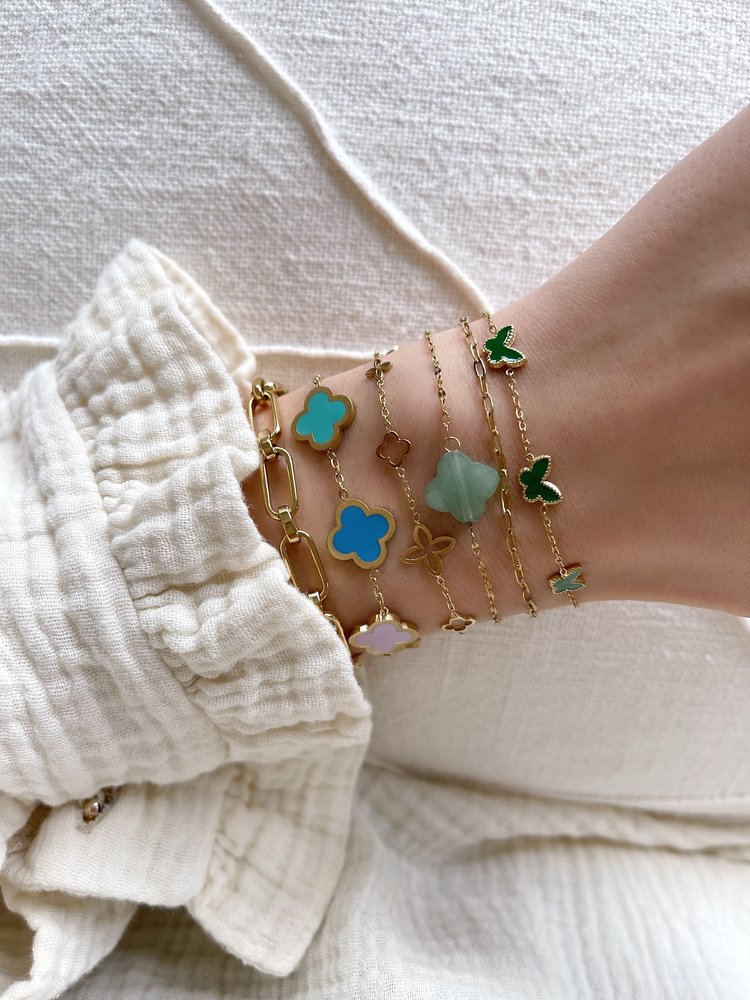 Gold Open Clover Charms Bracelet